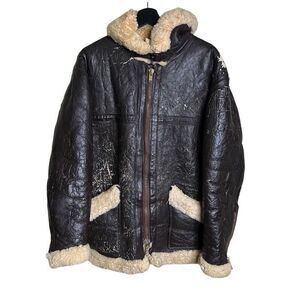 Vintage 1950s 1960s MK VI Sheepskin Flying Bomber Jacket Large